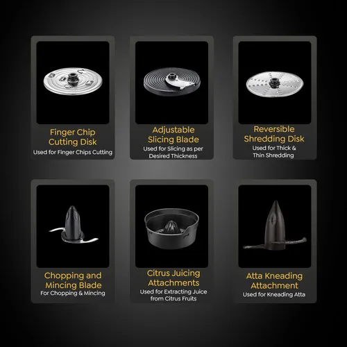 Prestige 1000 Watts Endura Pro Mixer Grinder with 6 Jars and Food Processor Attachments| Sturdy Stainless Steel Body| Ball Bearing Pure Copper Motor| See-Through Lids| Black  and Silver